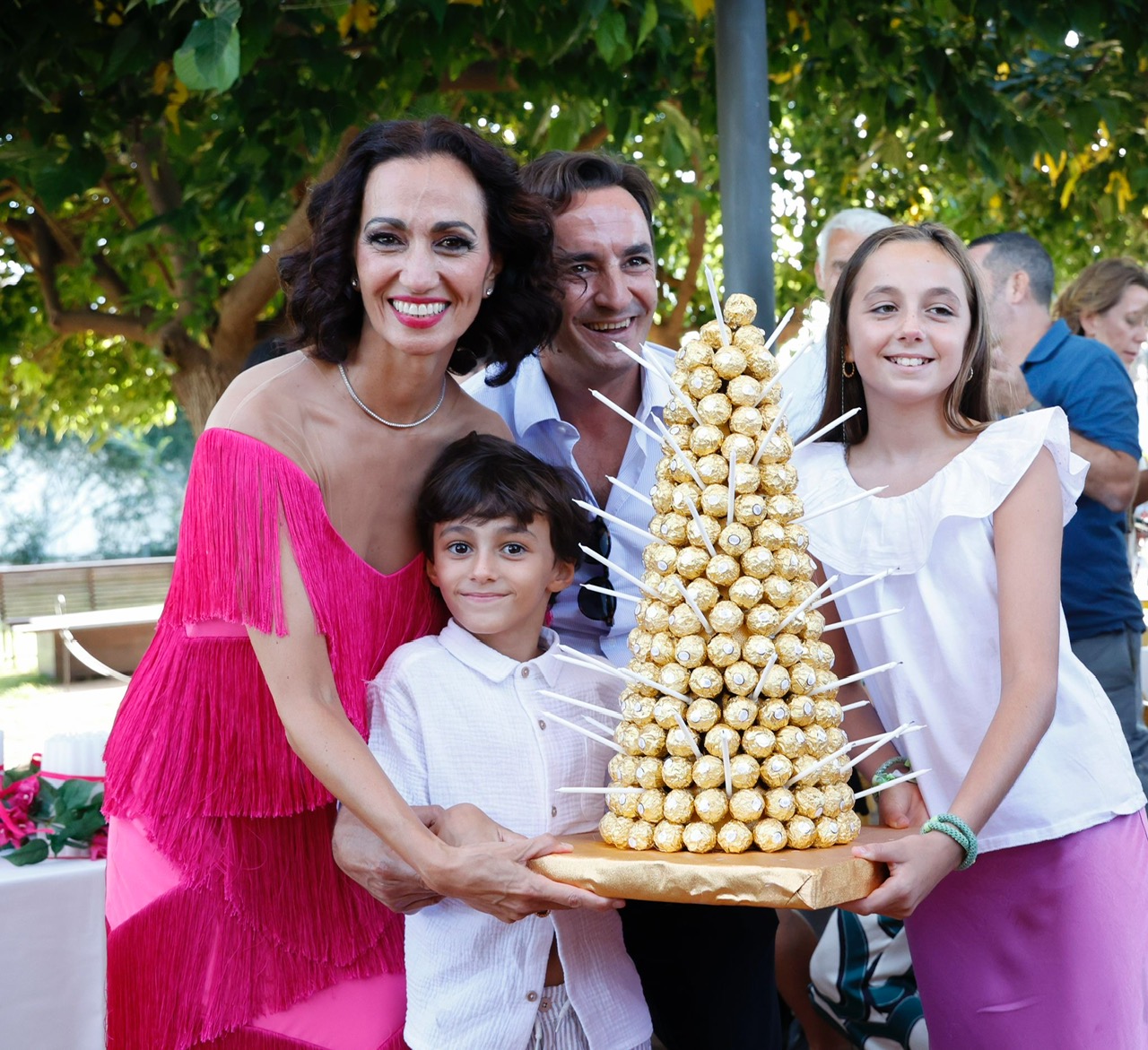 Andrea Villafañe con su marido, José María Buldú y sus hijos Pepe y Daniela.